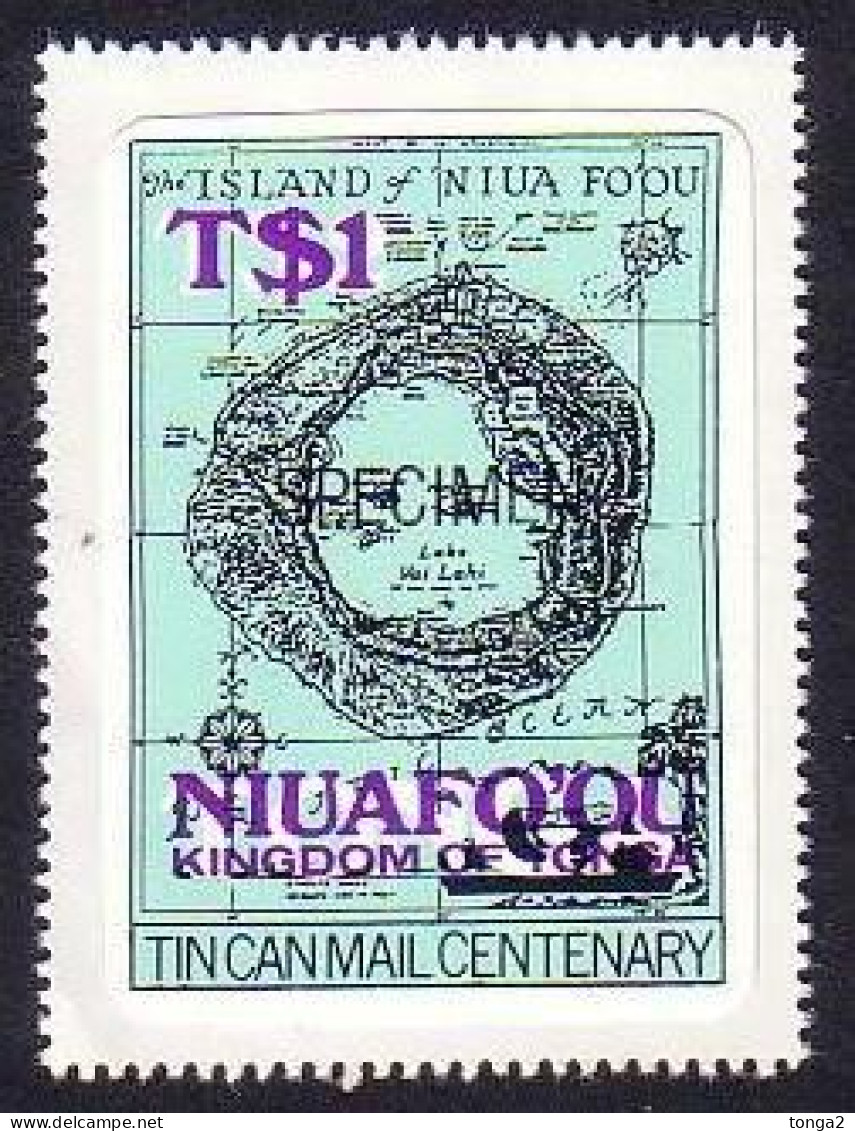 Tonga Niuafo'ou 1983 Map Volcano Crater  SG 15a Scarce Typography Ovpt  - Cat $20 - See Description - Volcans