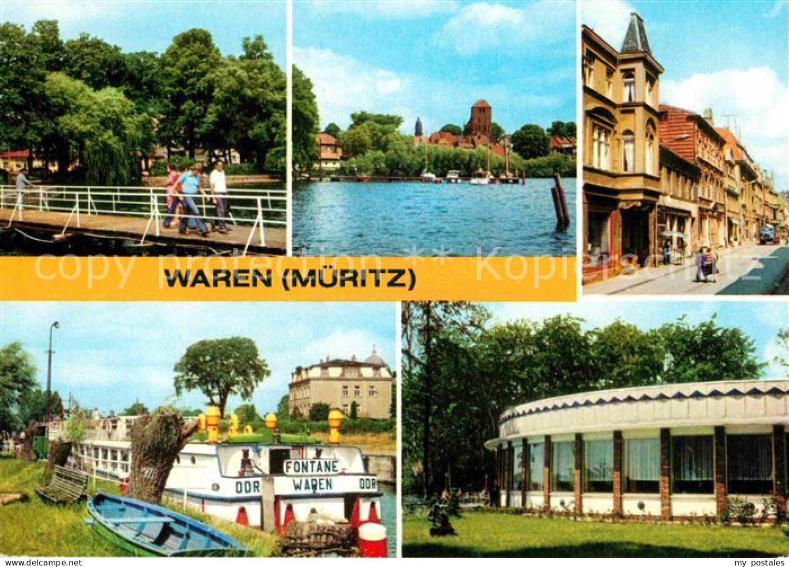 72687290 Waren Mueritz Kietzbr?cke Altstadt Lange Strasse MS Fontane Hafen Stein - Waren (Müritz)