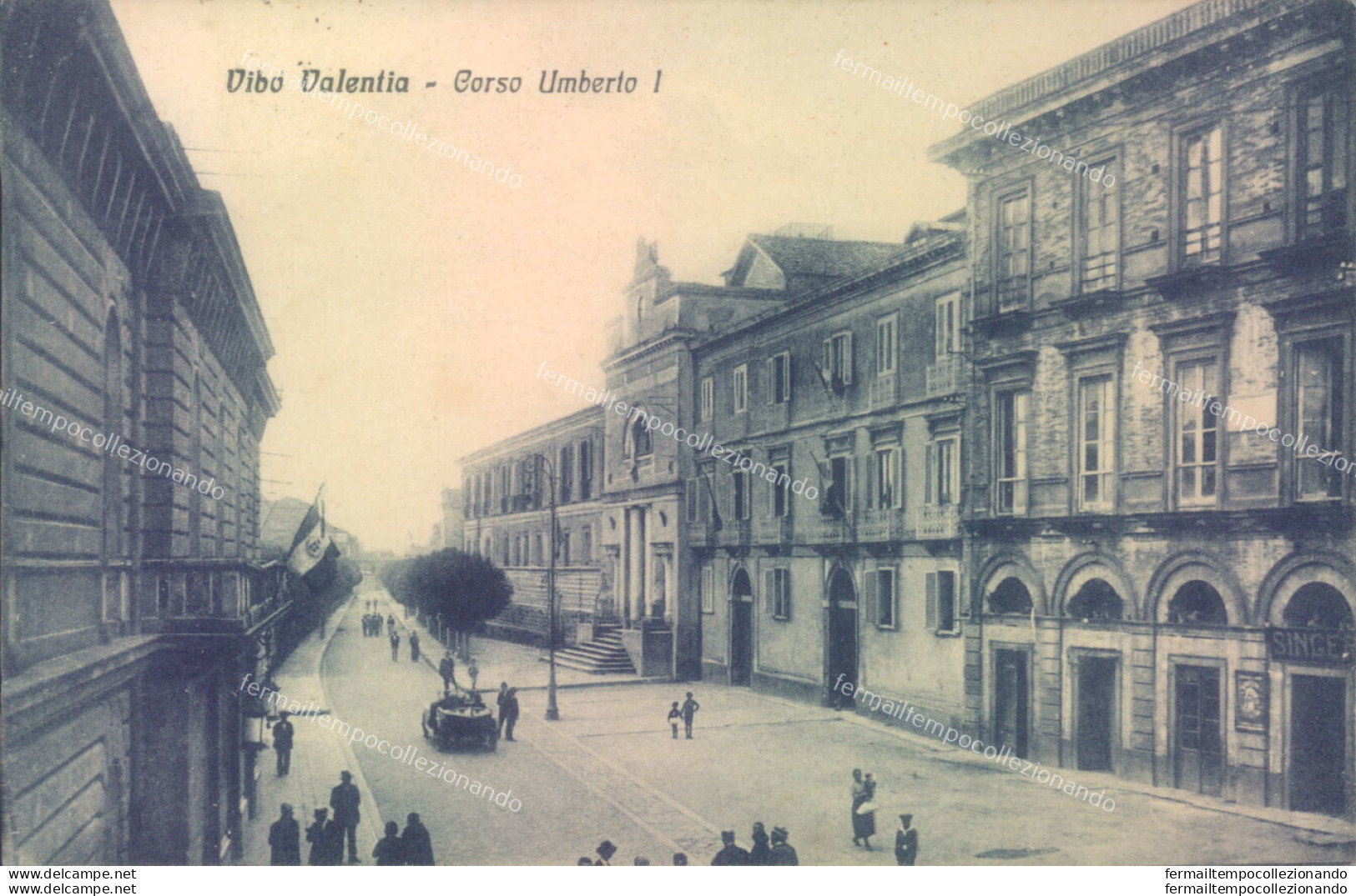 Ag282 Cartolina Vibo Valentia Citta' Corso Umberto I 1934 - Vibo Valentia