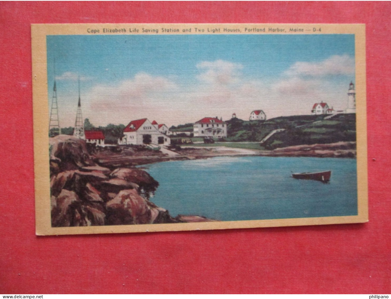 Cape Elizabeth Life Saving Station  & Two Lighthouses.   Portland  Maine > Portland    Ref 6330 - Portland