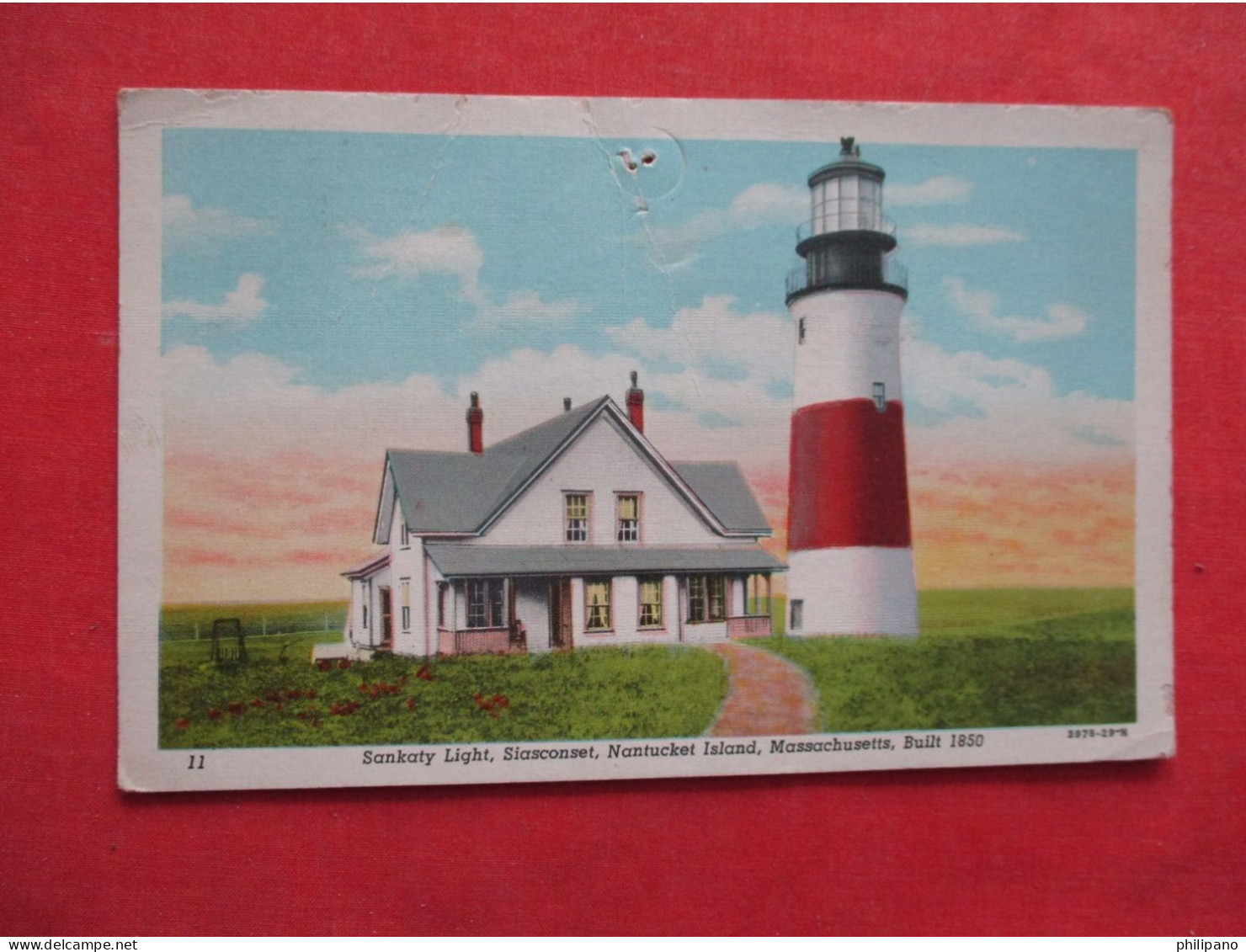 Sankaty Lighthouse.  Tach Hole Top Border.   Nantucket  Island  Massachusetts > Nantucket    Ref 6330 - Nantucket