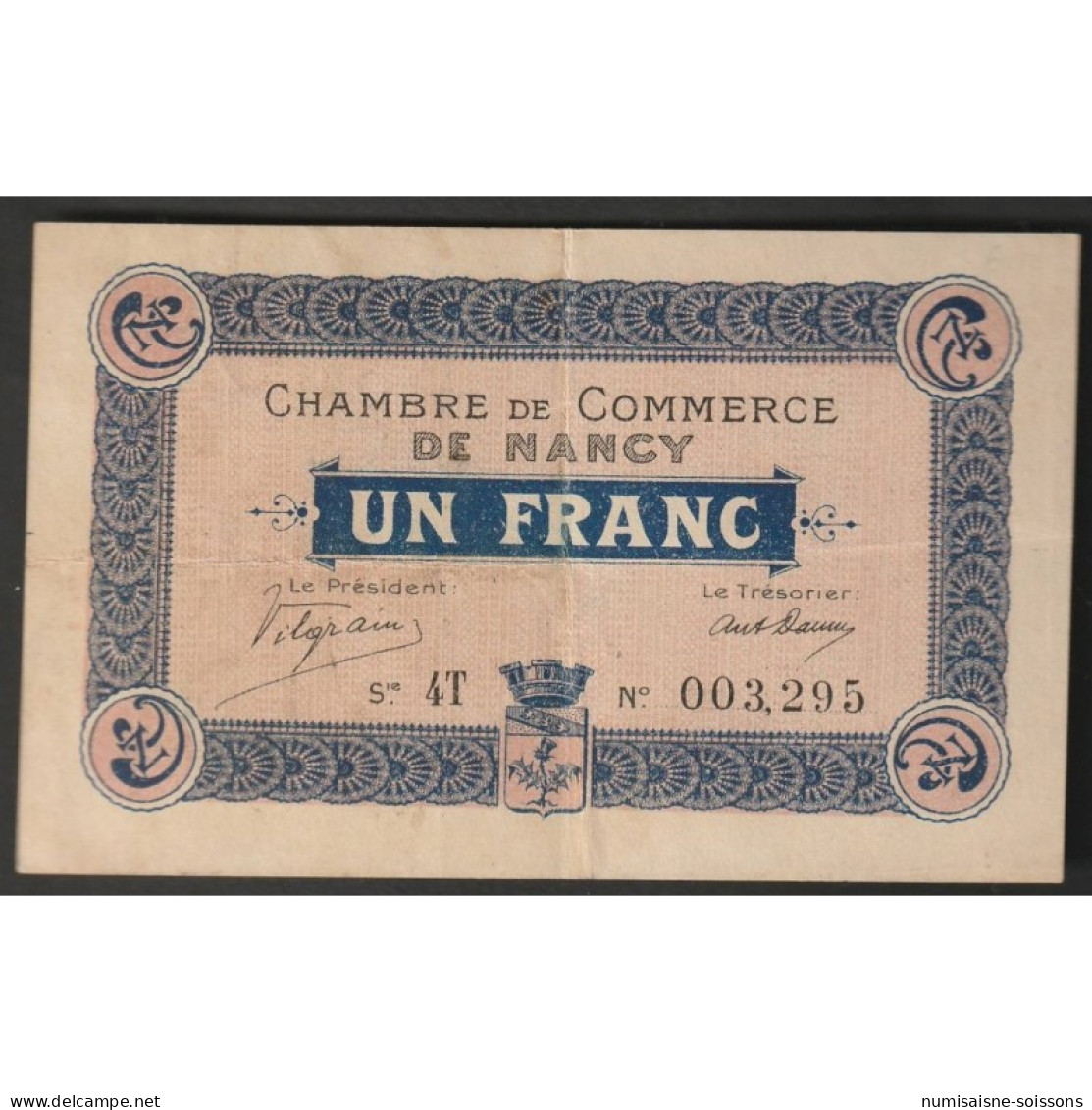 54 - NANCY - CHAMBRE DE COMMERCE - 1 FRANC - 15/05/1916 - TTB - Unclassified