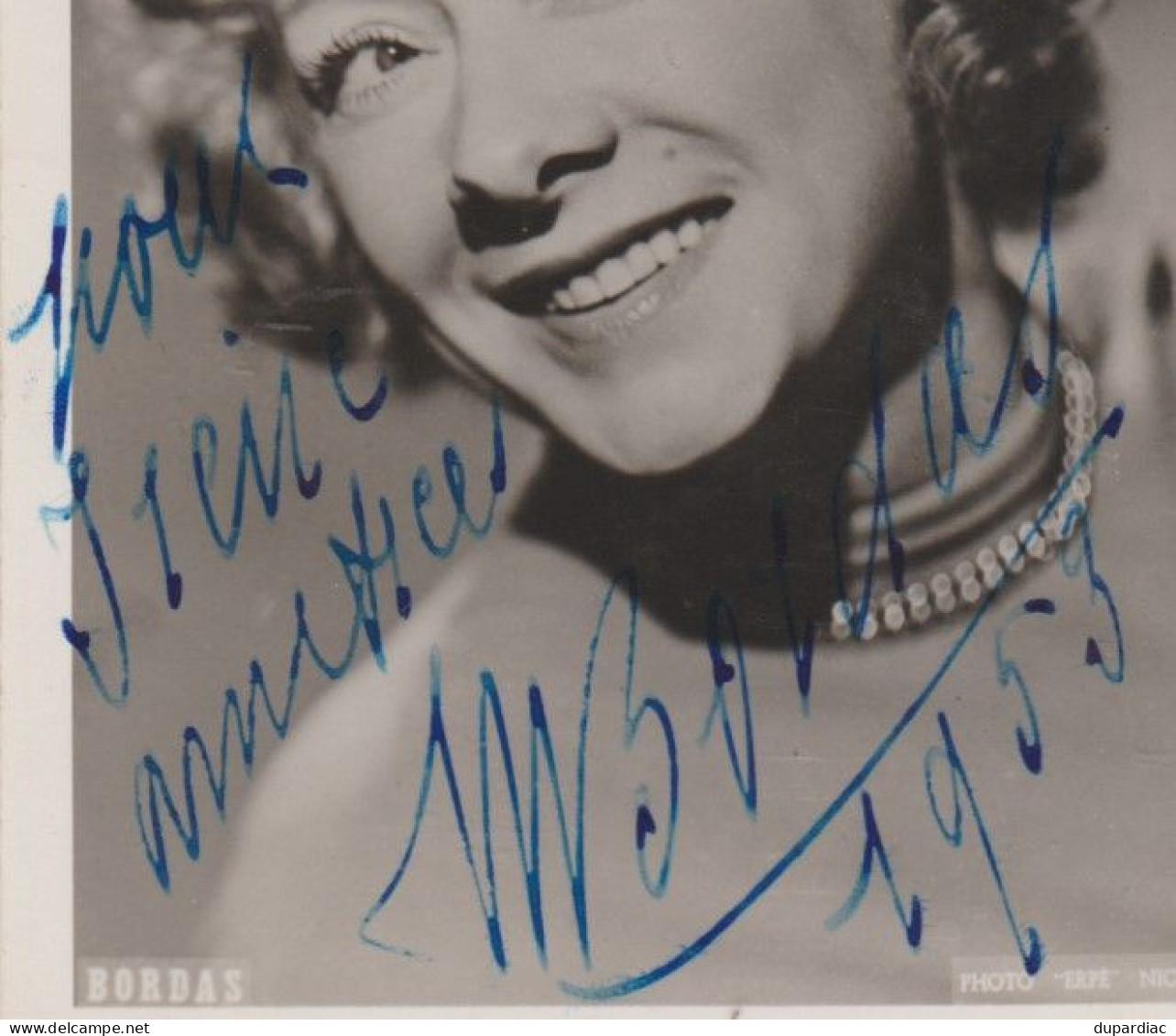 Dédicace Marcelle BORDAS, Chanteuse, Artiste De Cabaret, Autographe, Signature. - Singers & Musicians