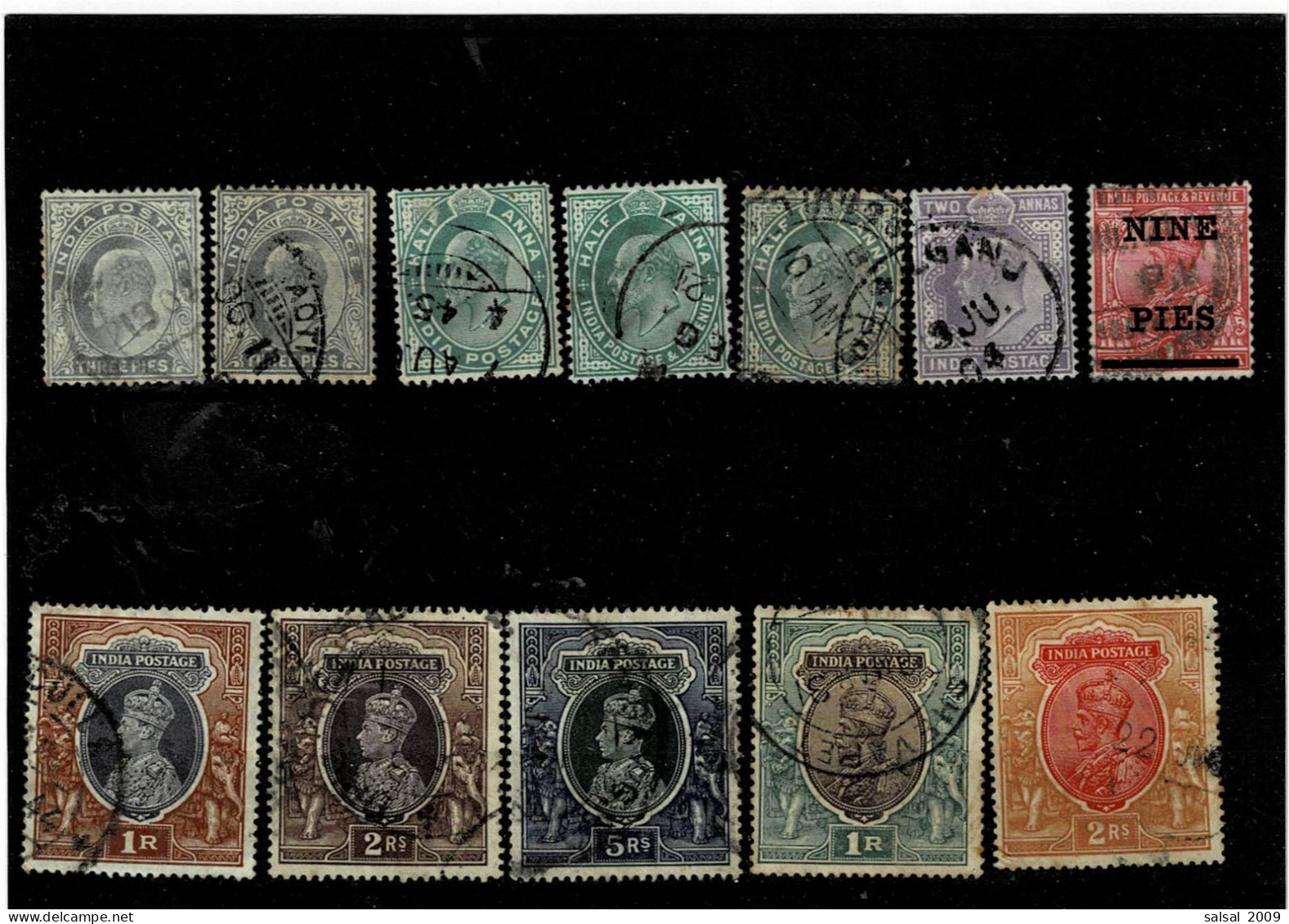 INDIA (Gran Bretagna) ,12 Pezzi Usati ,qualita Ottima - 1902-11 King Edward VII