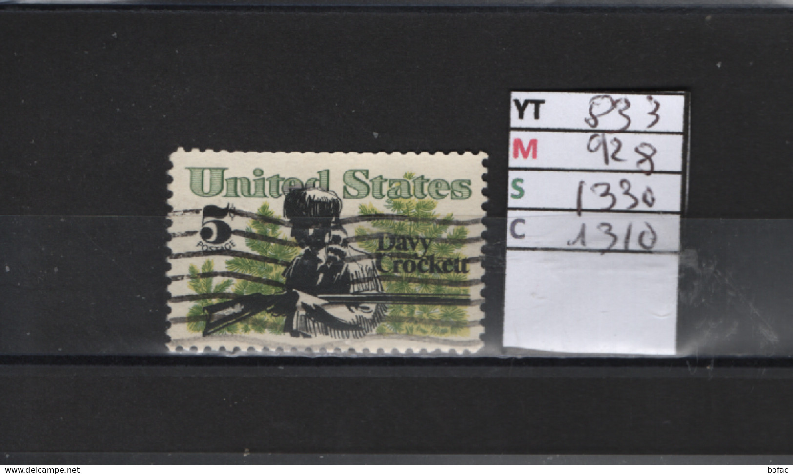 PRIX FIXE Obl  833 YT 928 MIC 1330 SCO 1310 GIB  David Crockett 1967 Etats Unis  58A/12 - Used Stamps