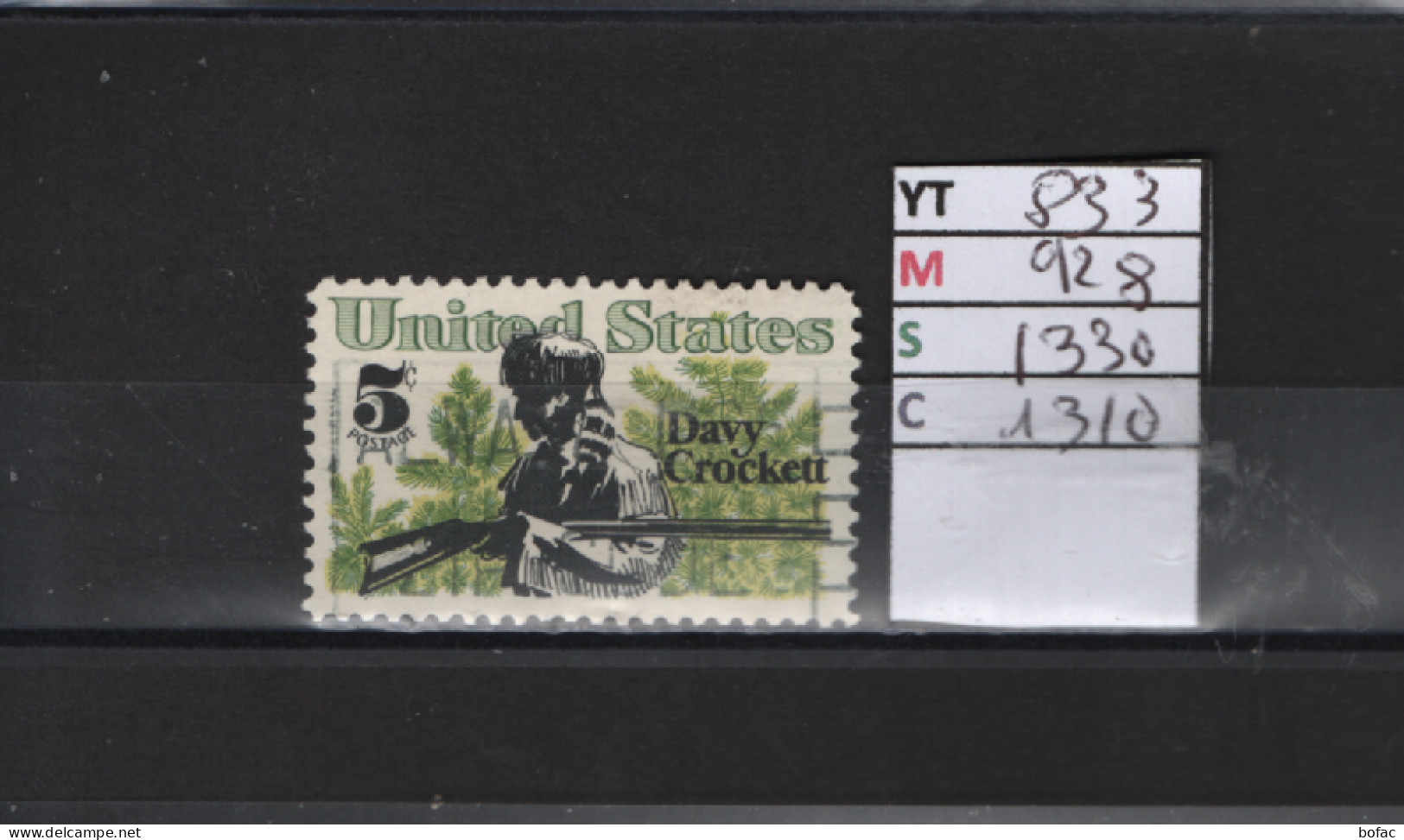 PRIX FIXE Obl  833 YT 928 MIC 1330 SCO 1310 GIB  David Crockett 1967 Etats Unis  58A/12 - Used Stamps