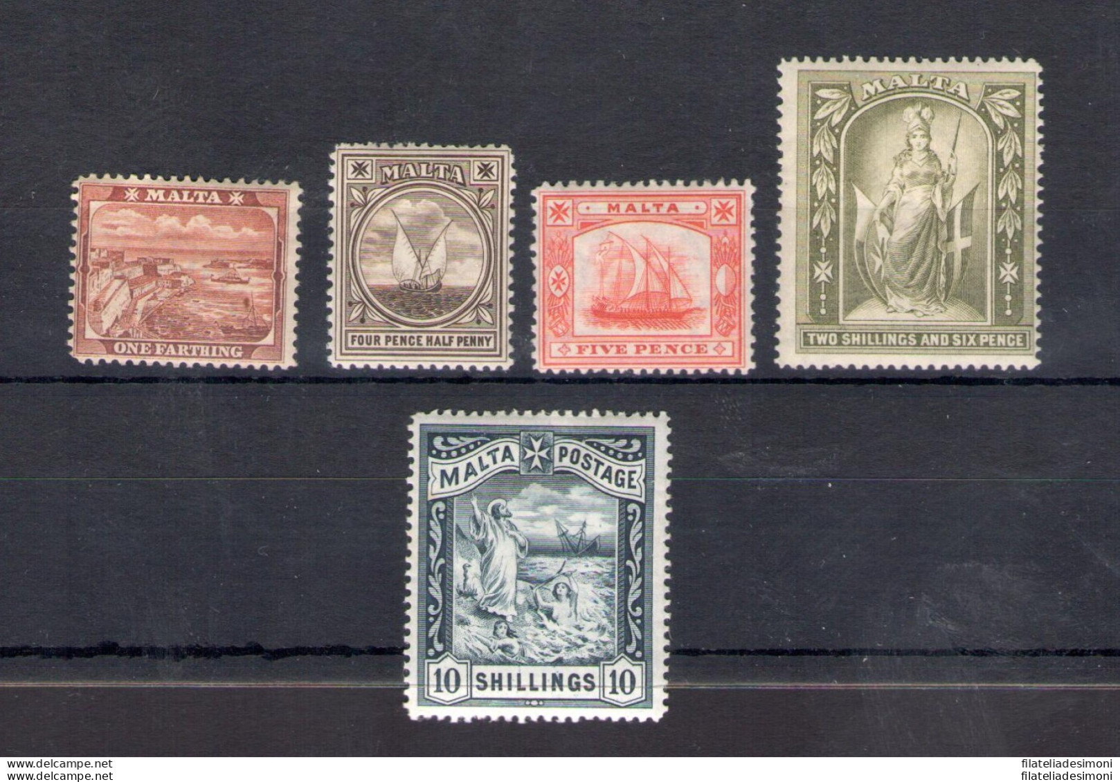 1899-01 MALTA, Stanley Gibbons N. 31/35 - MLH* - Andere & Zonder Classificatie