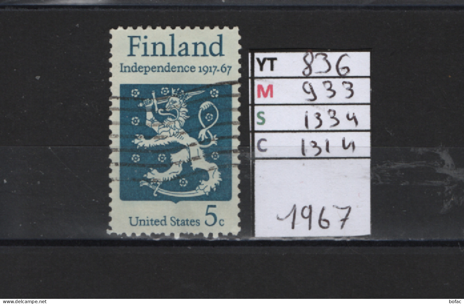 PRIX FIXE Obl  836 YT 933 MIC 1334 SCO 1314 GIB Indépendance De La Finland Finlande 1967 Etats Unis  58A/12 - Gebraucht