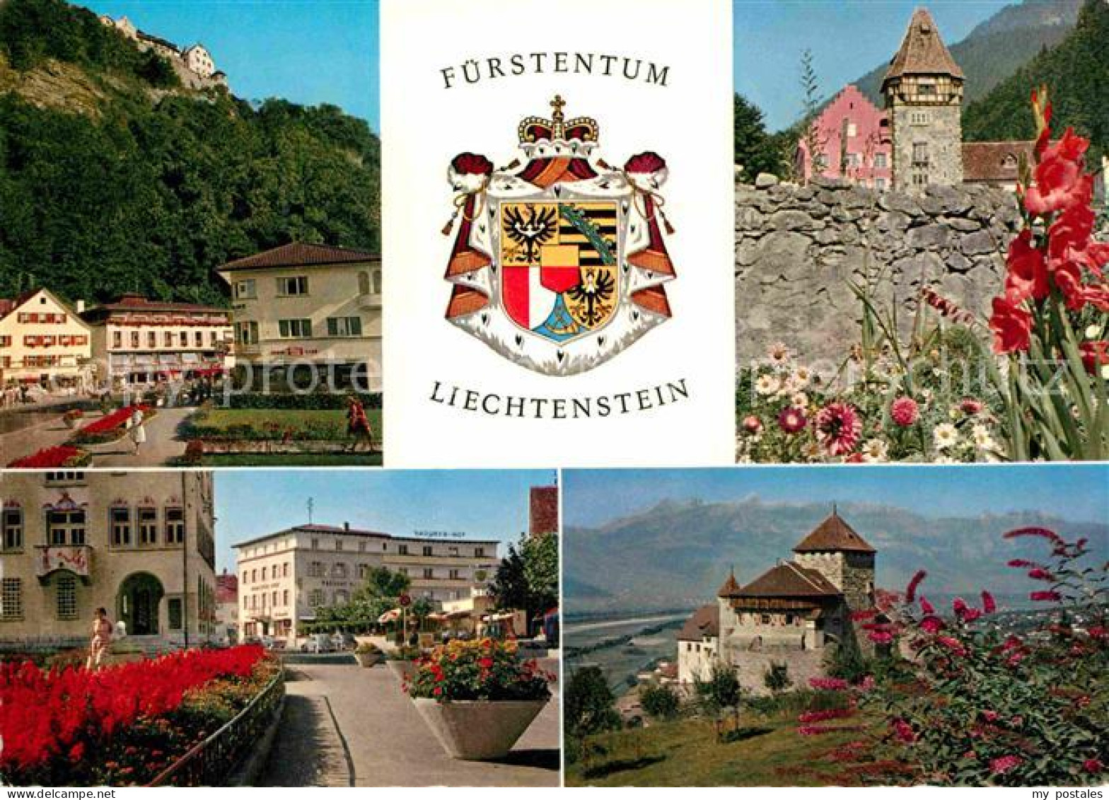 72677400 Vaduz Fuerstentum Liechtenstein Wappen Postplatz Mit Schloss Rotes Haus - Liechtenstein