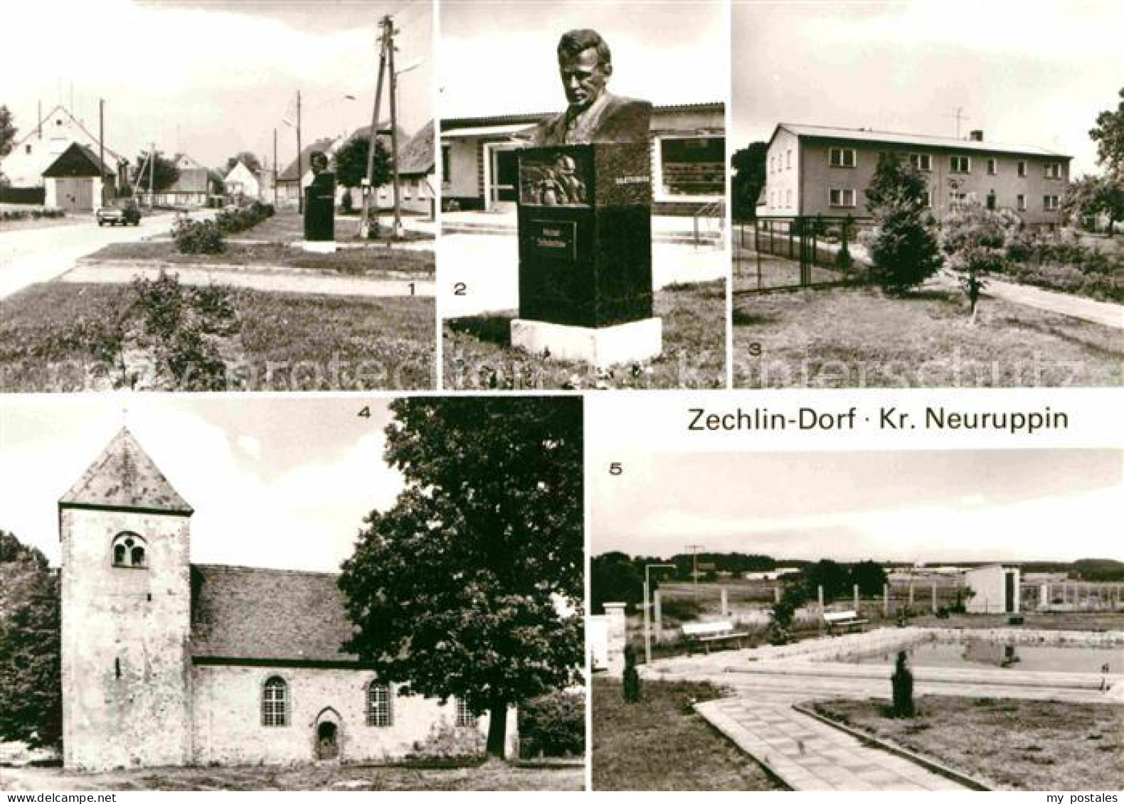 72676182 Zechlin Flecken Teilansicht Scholochow Bueste Denkmal Kinderferienlager - Zechlinerhütte