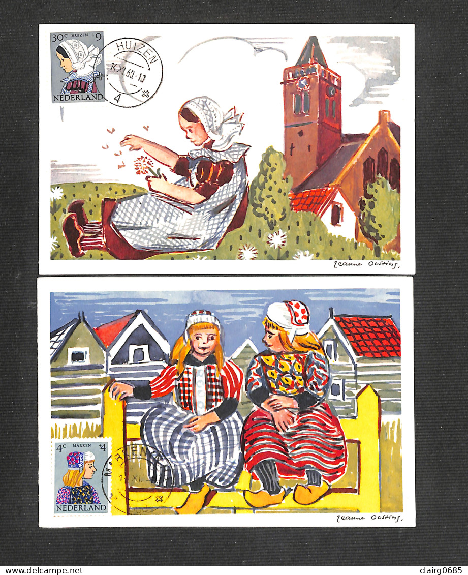 PAYS-BAS - NEDERLAND - 2 Cartes MAXIMUM 1960 - HUIZEN - MARKEN - Maximum Cards