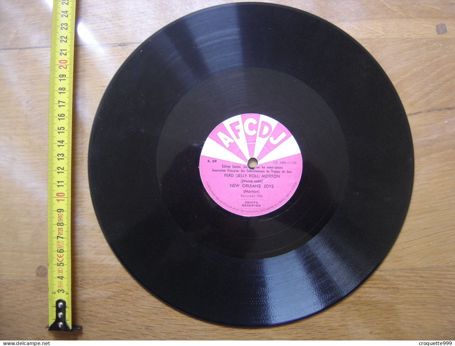 Disque 78 Tours 25 Cm FERD JELLY ROLL MORTON New Orleans Joys Perfect AFCDJ Jazz - 78 Rpm - Gramophone Records