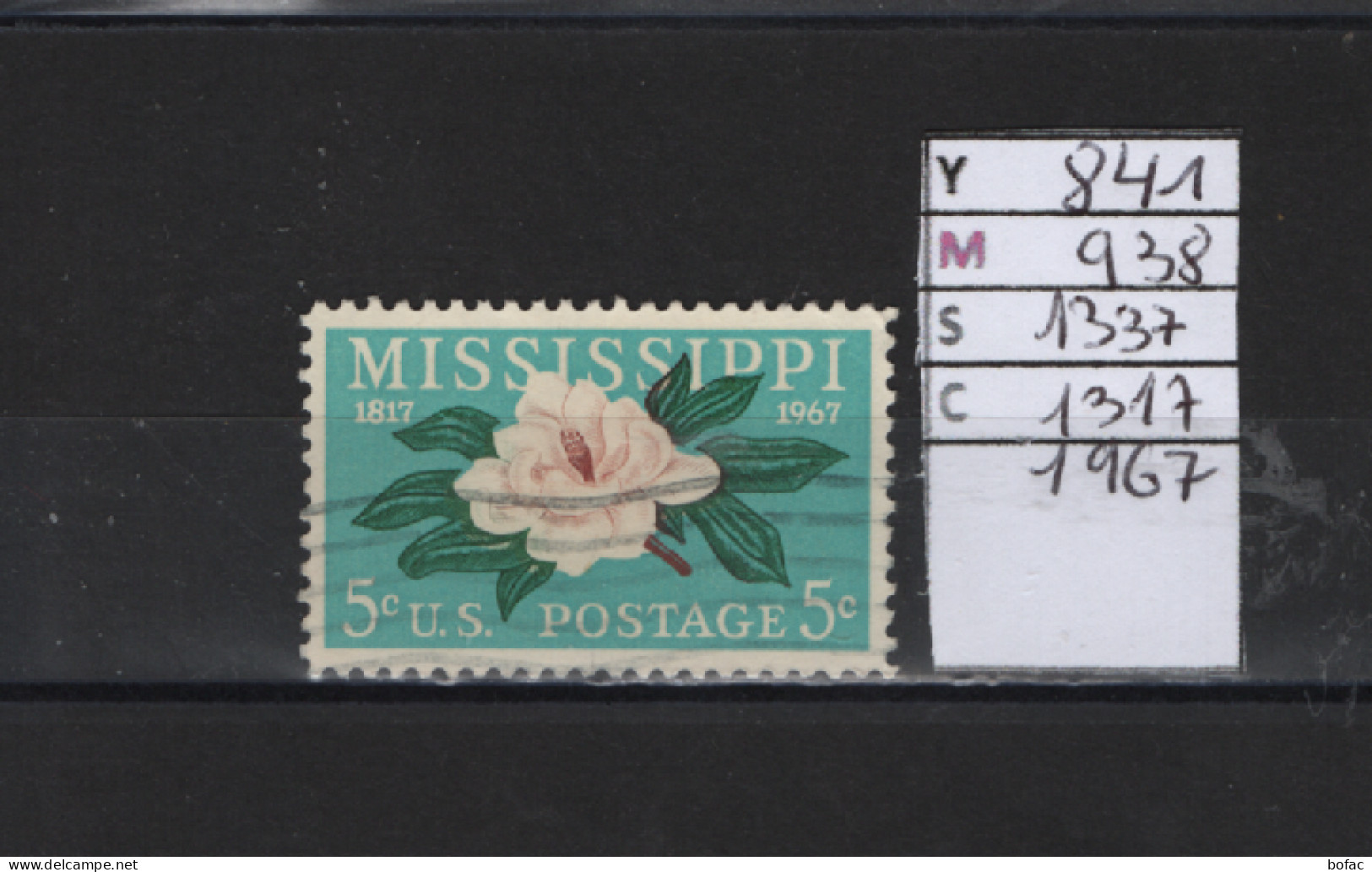 PRIX FIXE Obl  841 YT 938 MIC 1337 SCO 1317 GIB Etat Du Mississippi Magnolia  Fleur 1967 Etats Unis  58A/12 - Used Stamps