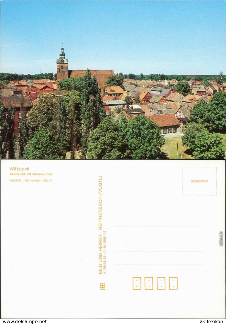 Ansichtskarte Wittstock/Dosse Marienkirche Mit Blick über Die Stadt 1989 - Wittstock