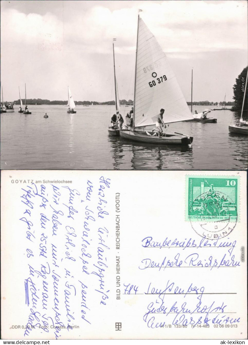 Ansichtskarte Goyatz-Schwielochsee Schwielochsee, Segelboote 1980 - Goyatz