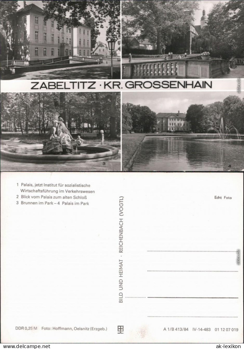 Ansichtskarte Zabeltitz-Großenhain Palais, Alten Schloß, Park, Brunnen 1979 - Grossenhain
