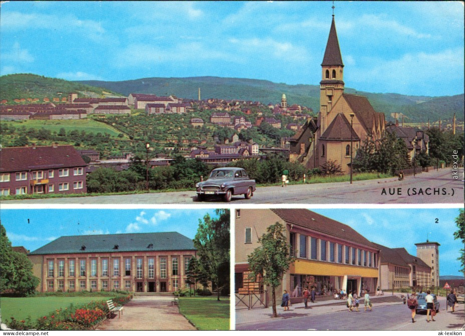 Aue (Erzgebirge) Kulturhaus Ernst Thälmann, Kaufhaus Und Oberschule 1978 - Aue