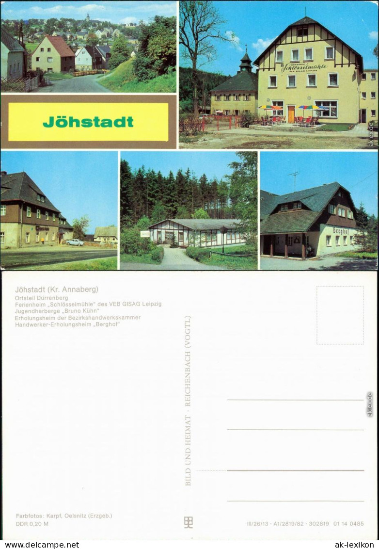 Jöhstadt (Erzgebirge) Dürrenberg, Schlössermühle, Erholungsheime 1982 - Jöhstadt