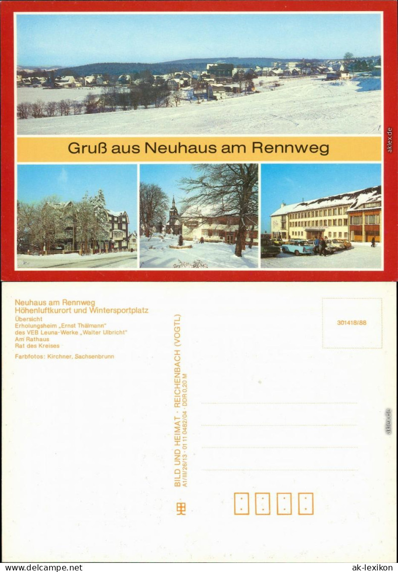Neuhaus Am Rennweg Stadt, Erholungsheim, Rathaus Und Kreishaus Im Winter 1988 - Neuhaus