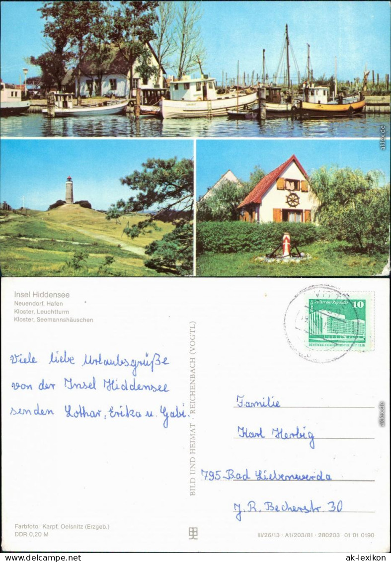 Hiddensee Hiddensjö, Hiddensöe Neuendorf - Hafen, Kloster Seemannshäuschen 1981 - Hiddensee