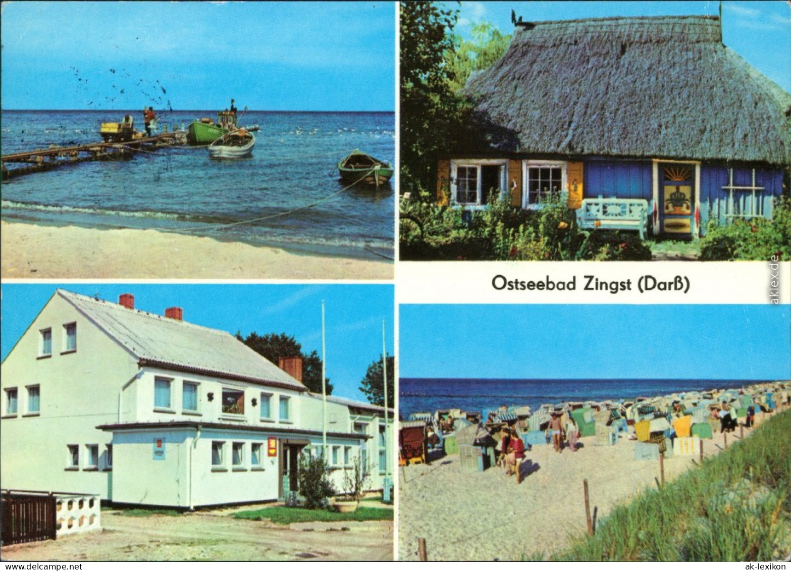 Zingst-Darss  Rohrdachkate, FDGB Erholungsheim "Stranddistel", Strand 1980 - Zingst