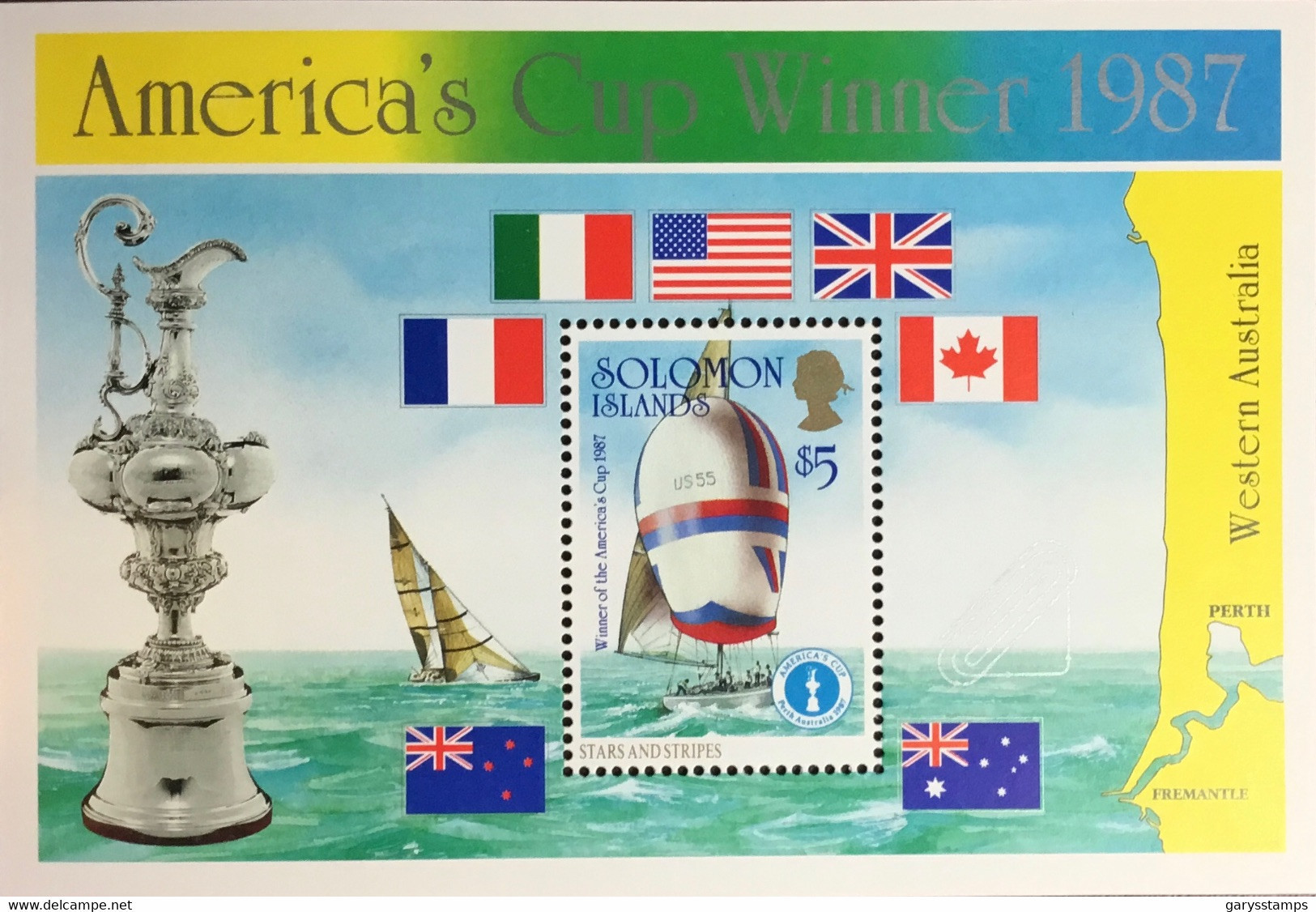 Solomon Islands 1987 Americas Cup Winners Minisheet MNH - Islas Salomón (1978-...)