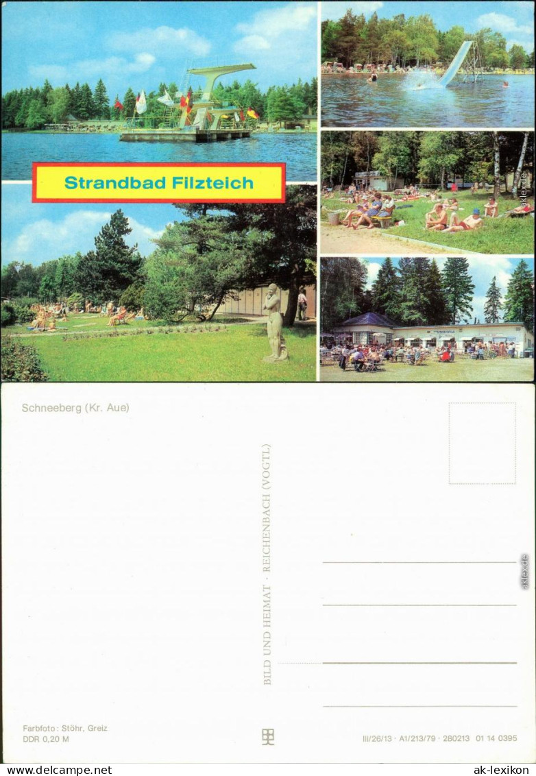 Schneeberg (Erzgebirge) Strandbad Filzteich Mit Sprungturm Und Gaststätte 1979 - Schneeberg