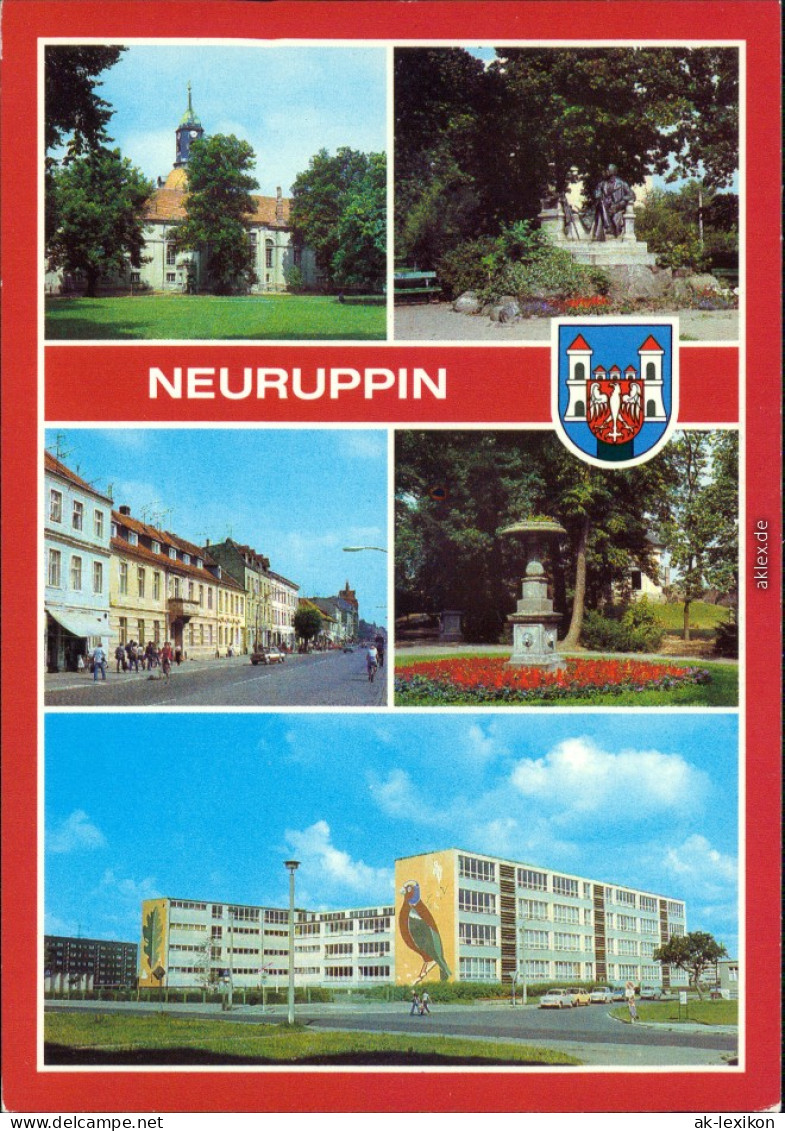 Neuruppin Kirchplatz Mit Pfarrkirche, Fontanedenkmal, Karl-Marx-Straße 1984 - Neuruppin