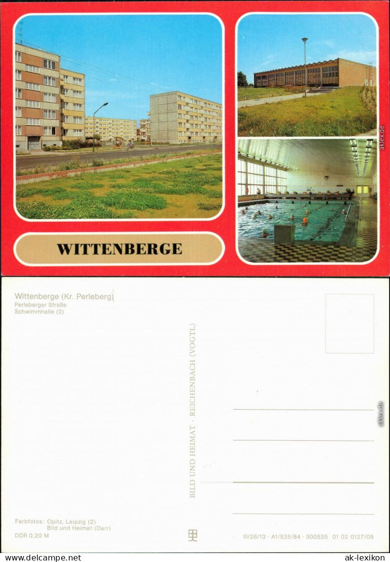 Ansichtskarte Wittenberge Perleberger Straße Mit Schwimmhalle 1984 - Wittenberge