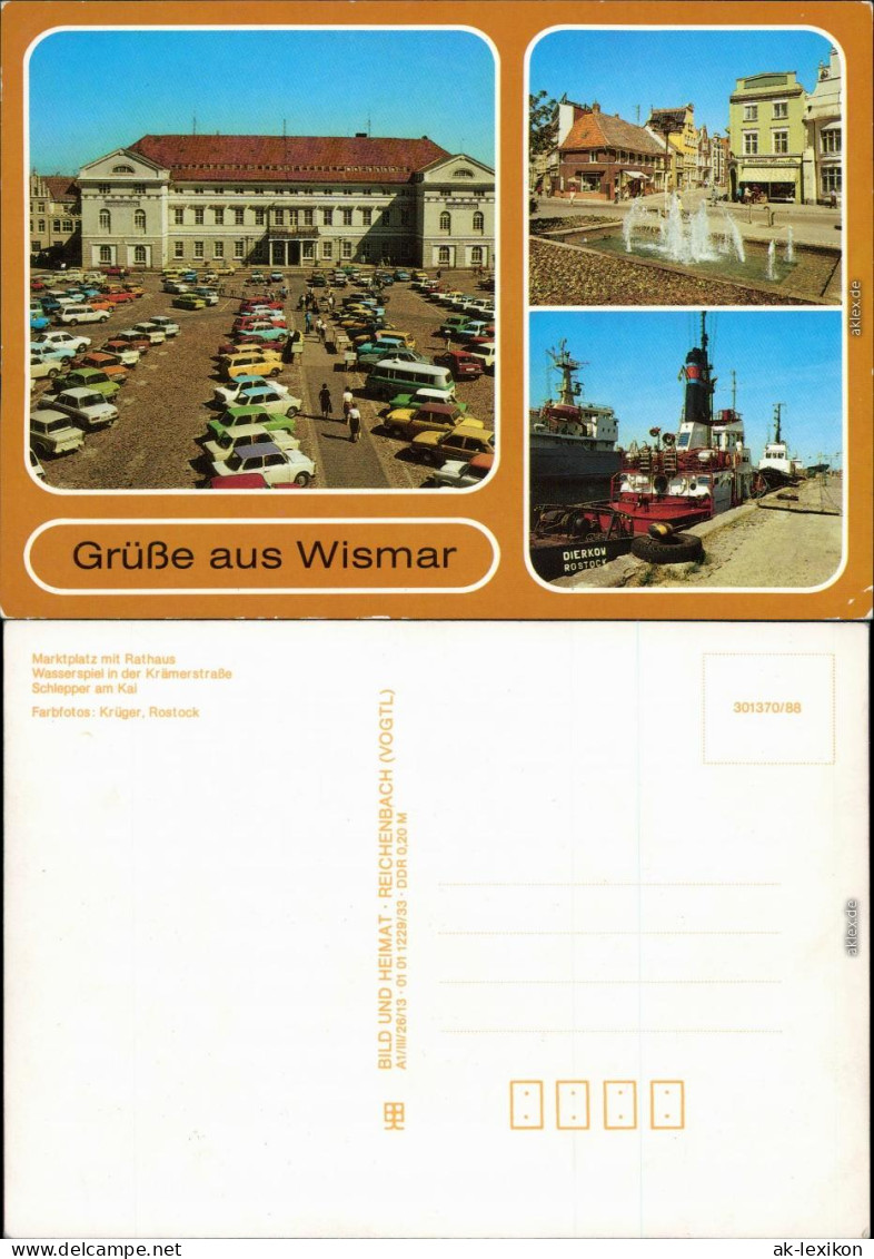 Wismar Marktplatz Mit Rathaus,   Der Krämerstraße, Schlepper Am Kai 1988 - Wismar