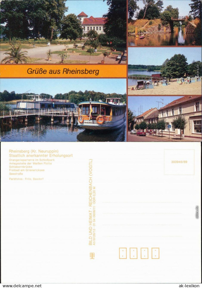 Rheinsberg Schlosspark Mit Orangerie, Anlegestelle  , Freibad, Seestraße 1989 - Rheinsberg