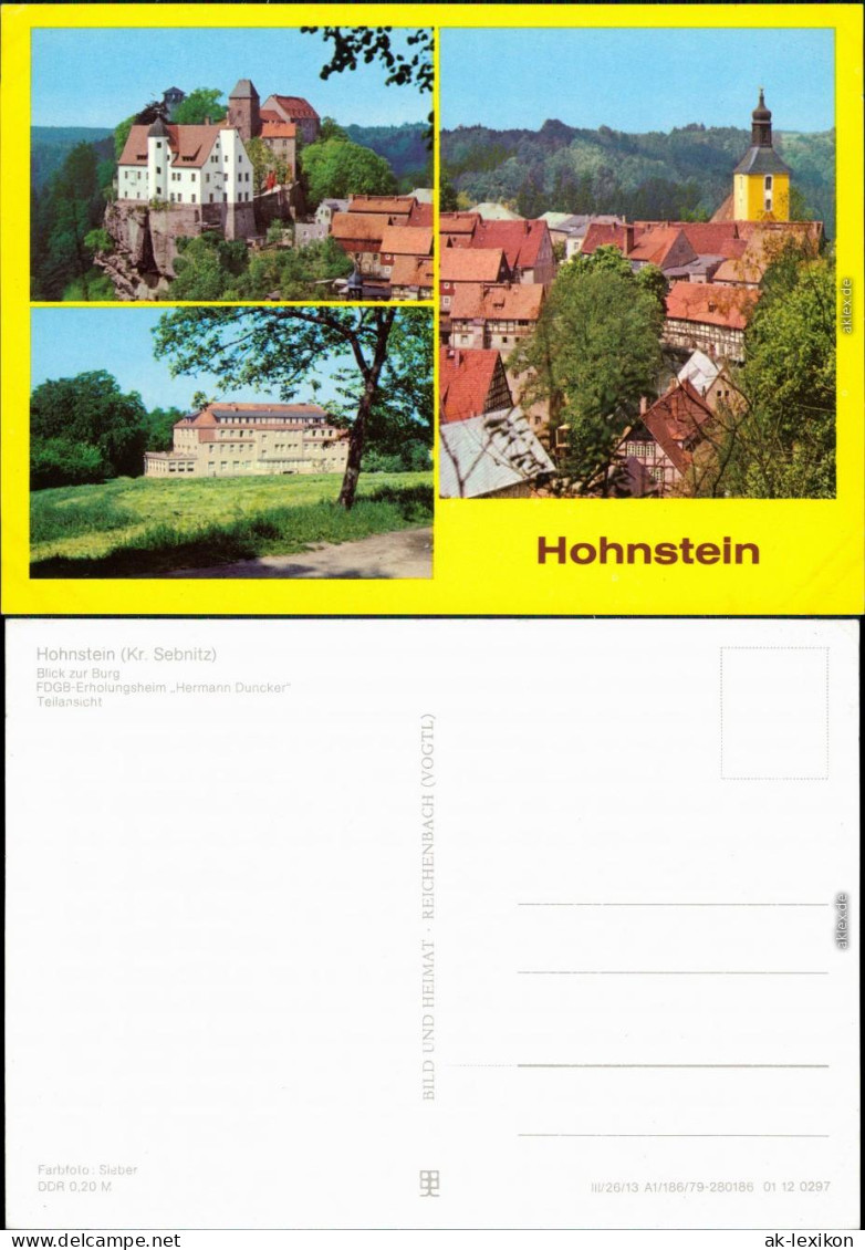 Hohnstein  Burg, FDGB-Erholungsheim "Hermann Duncker", Teilansicht 1979 - Hohnstein (Saechs. Schweiz)