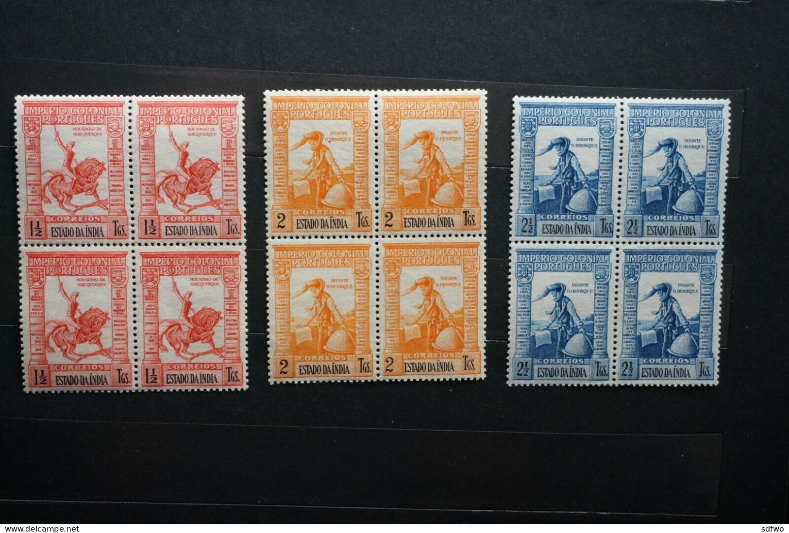 (G) Portuguese India - 1938 Empire Set in block of 4 - MNH