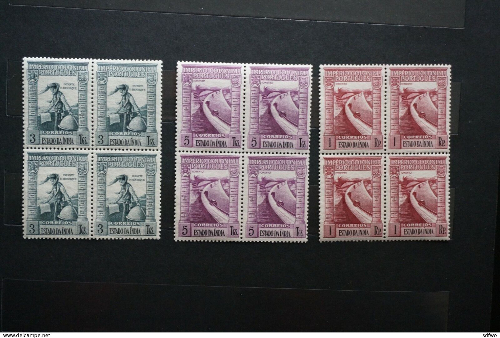 (G) Portuguese India - 1938 Empire Set in block of 4 - MNH