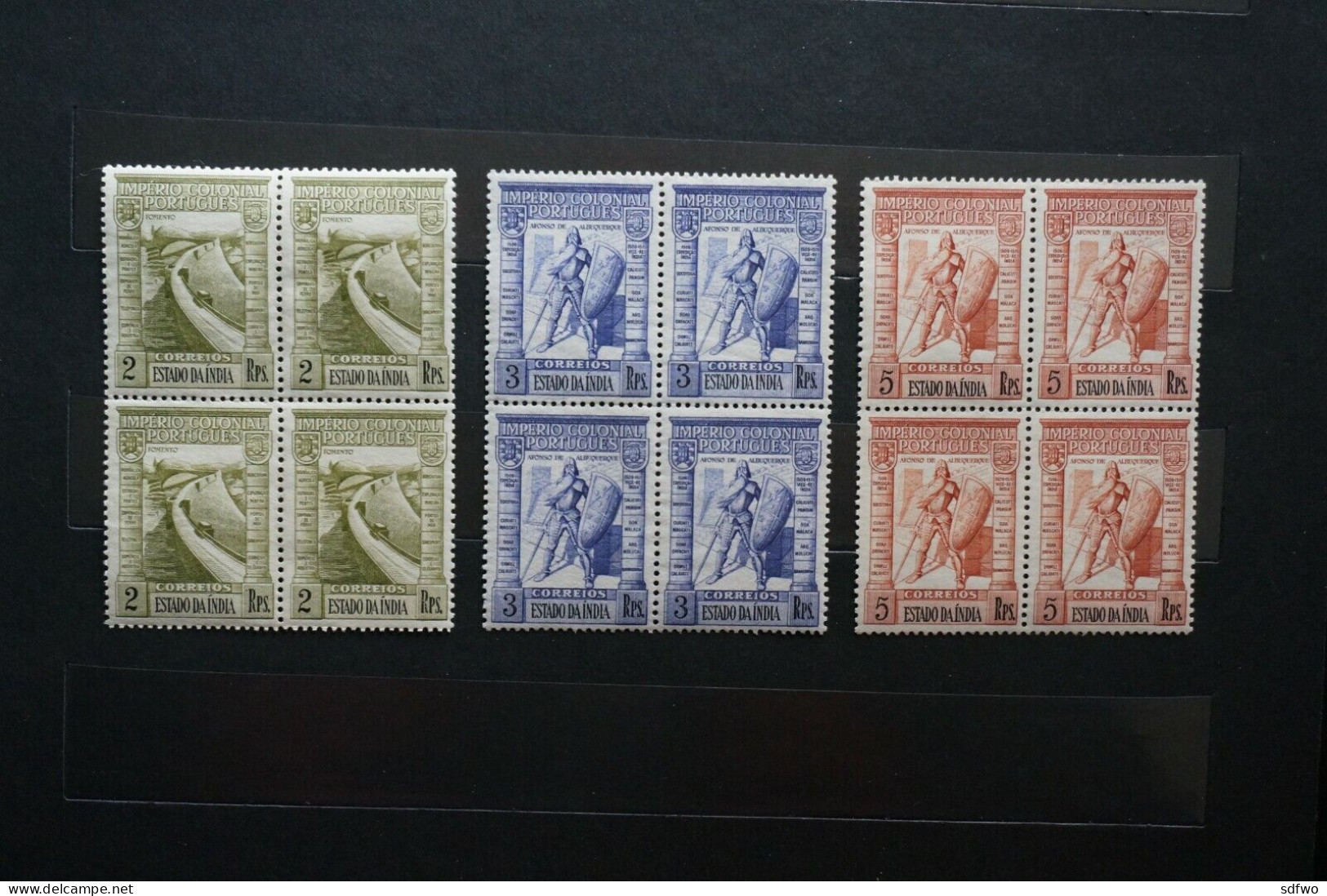 (G) Portuguese India - 1938 Empire Set in block of 4 - MNH