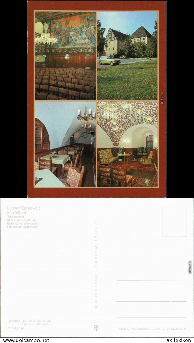 Ansichtskarte Lübben (Spreewald) Lubin (B&#322;ota) Schloßturm 1986 - Lübben (Spreewald)