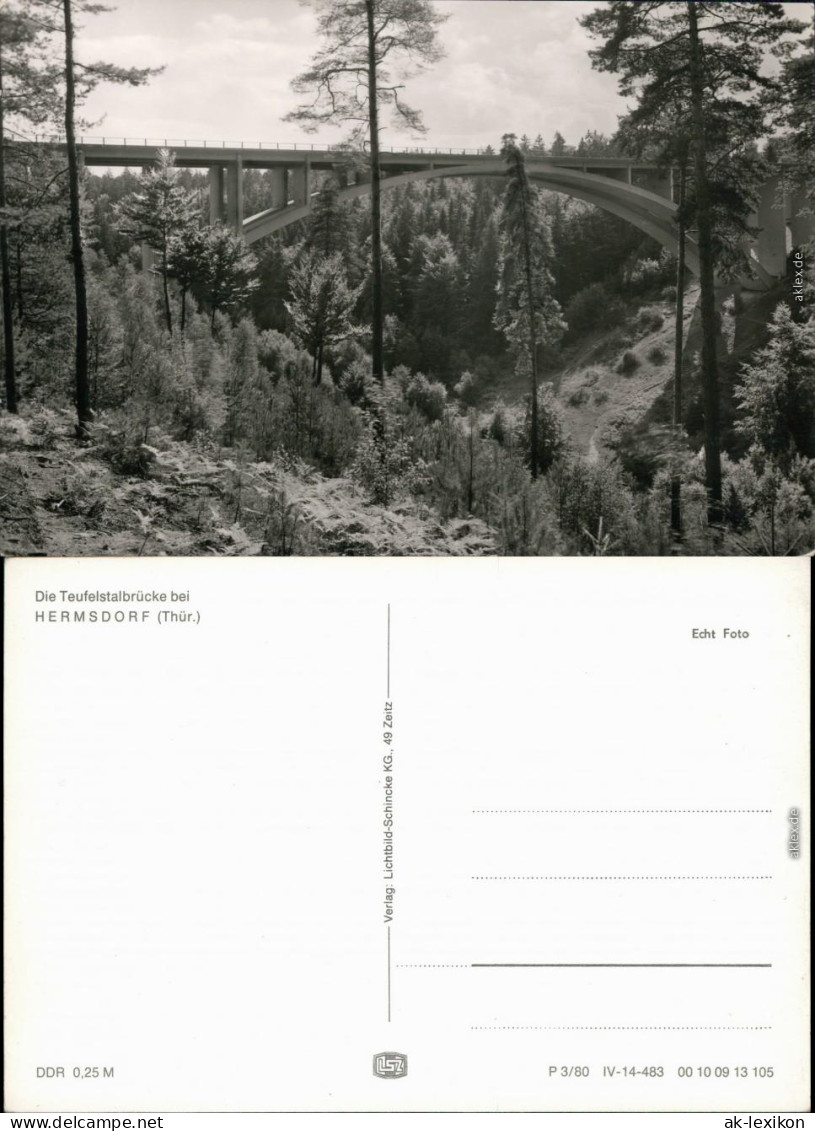 Ansichtskarte Hermsdorf (Thüringen) Brücke Teufelstal/Teufelstalbrücke 1980 - Hermsdorf