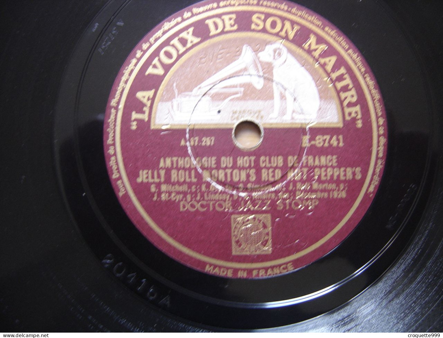 Disque 78 Tours 25 Cm FERD JELLY ROLL MORTON RED HOT PEPPER'S VOIX MAITRE Jazz - 78 T - Disques Pour Gramophone