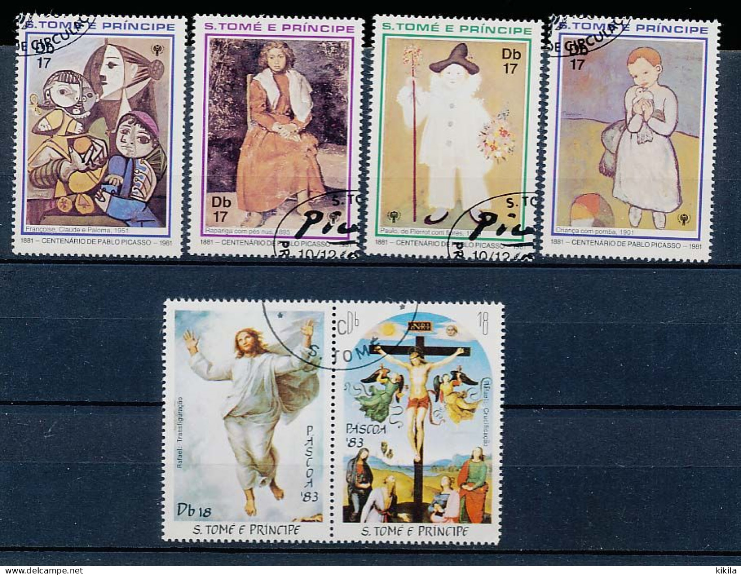 6 Timbres Oblitérés SAO TOME E PRINCIPE XVI-13 Peinture Tableau Centenaire De Pablo Picasso  Pâques 1983 - Sao Tome Et Principe