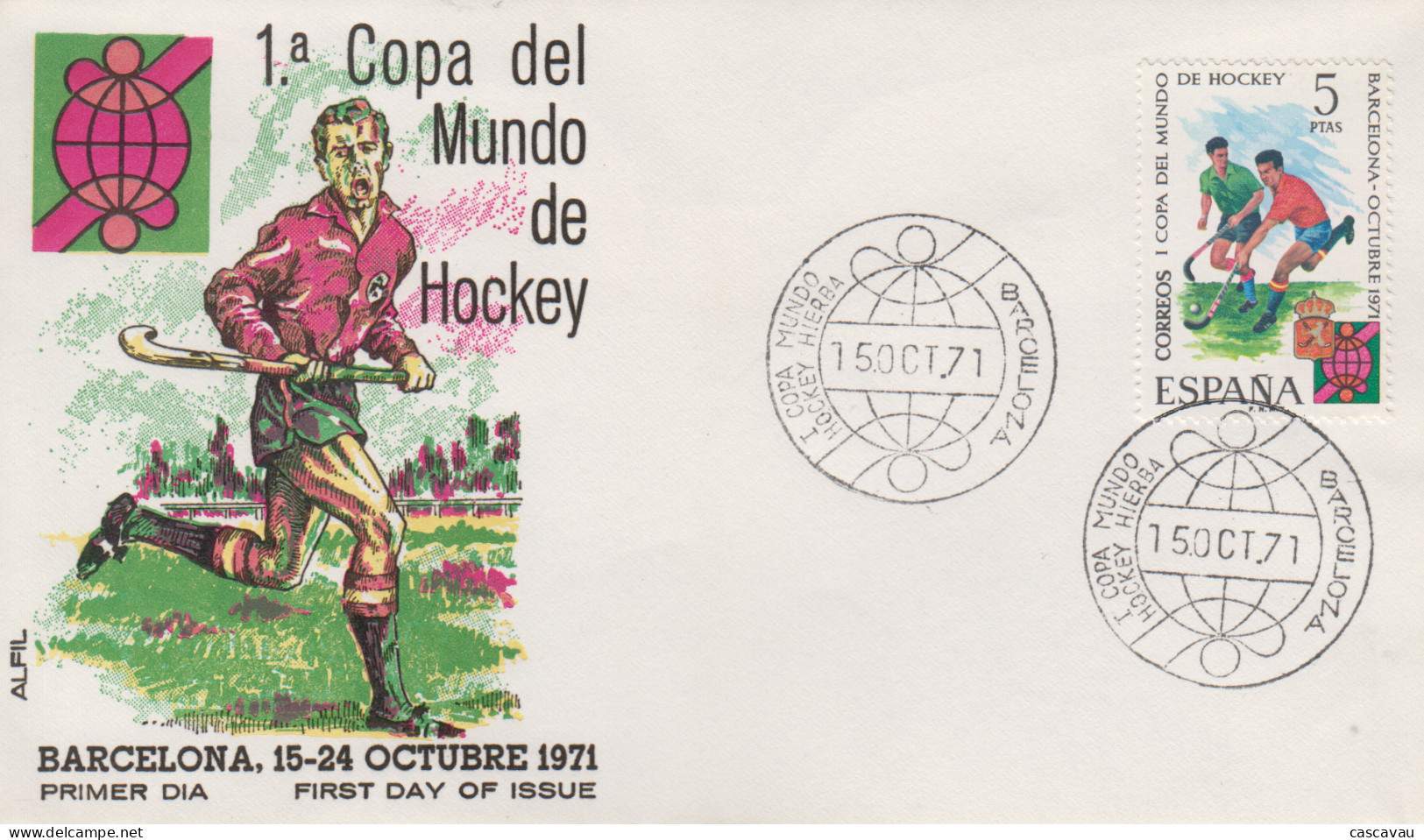 Enveloppe  FDC  1er  Jour   ESPAGNE  1ére  Coupe  Du   Monde   De   HOCKEY  SUR  GAZON    1971 - Rasenhockey