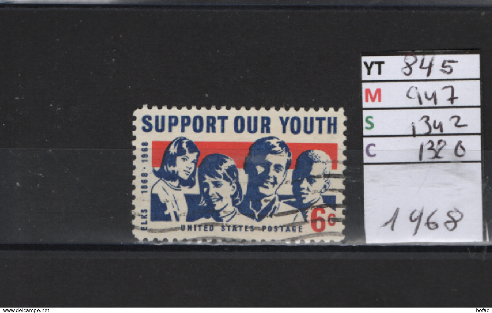 PRIX FIXE Obl  845 YT 947 MIC 1342 SCO 1320 GIB Support Our Youth 1968 Etats Unis  58A/12 - Used Stamps