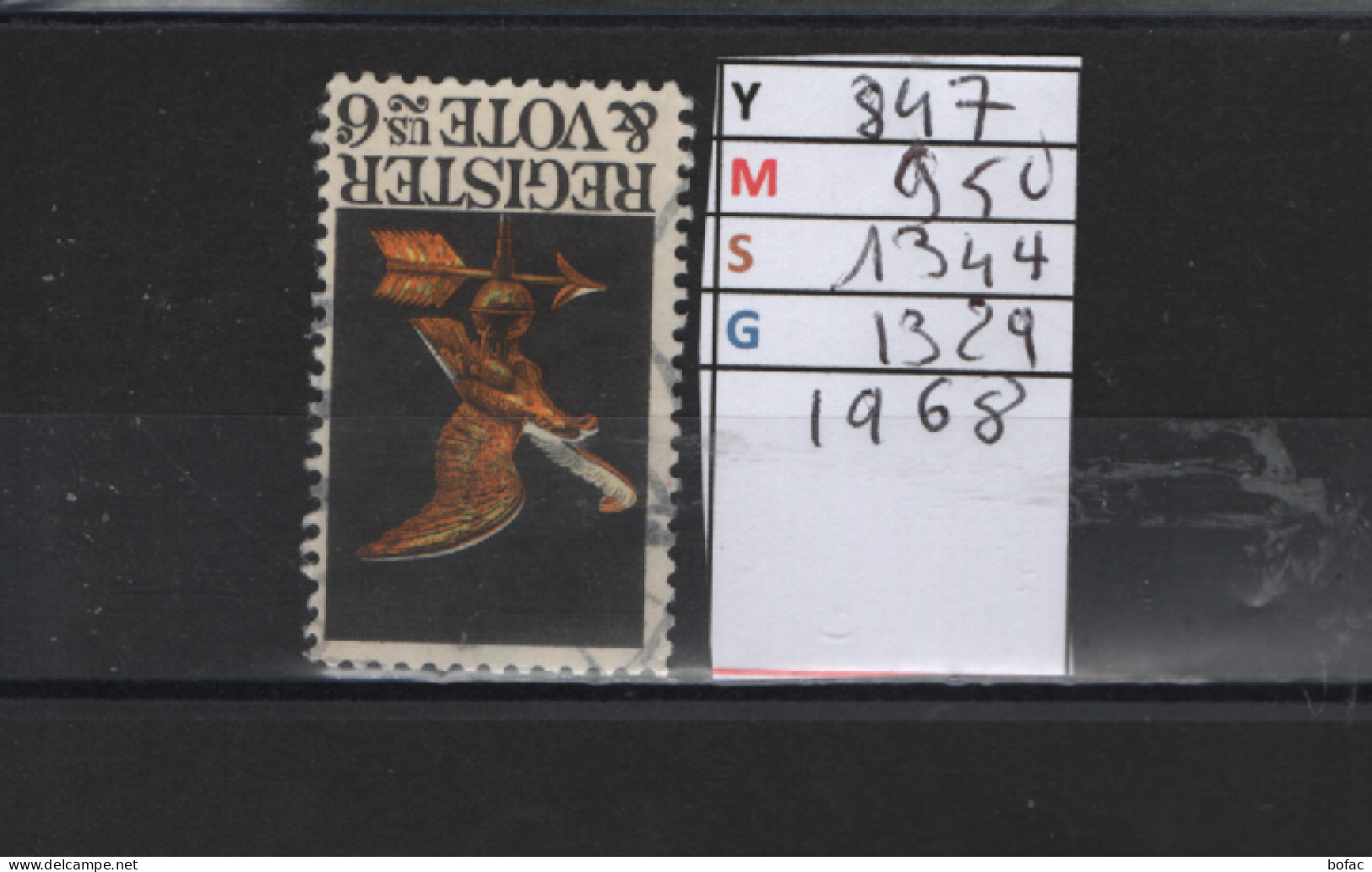 PRIX FIXE Obl 847 YT 950 MIC 1344 SCO 1 GIB Register Vote Aigle 1968  Etats Unis  58A/12 - Used Stamps