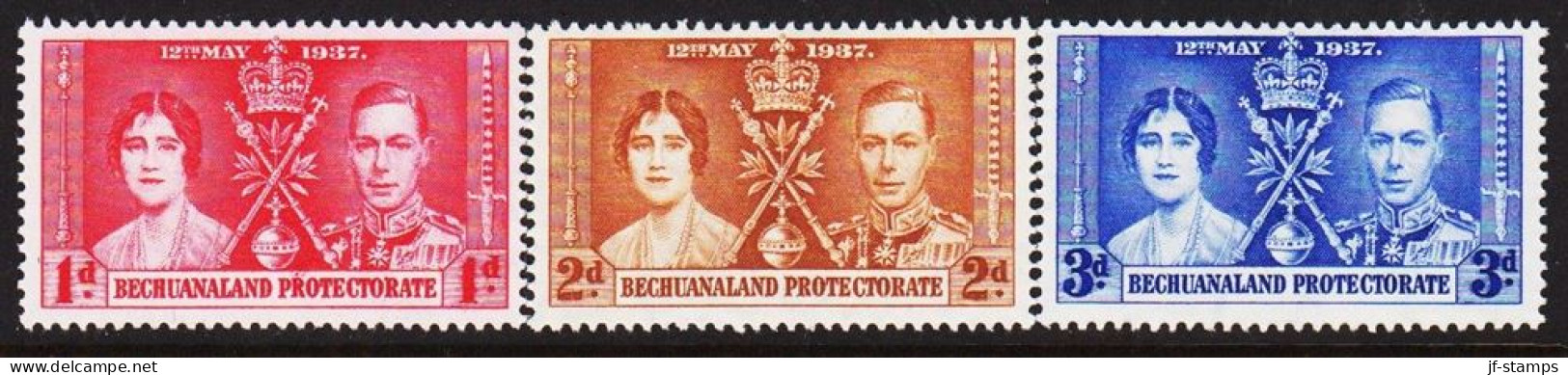 1937. BECHUANALAND. Georg VI Coronation Complete Set Very Lightly Hinged.  (MICHEL 98-100) - JF542499 - 1885-1964 Herrschaft Von Bechuanaland