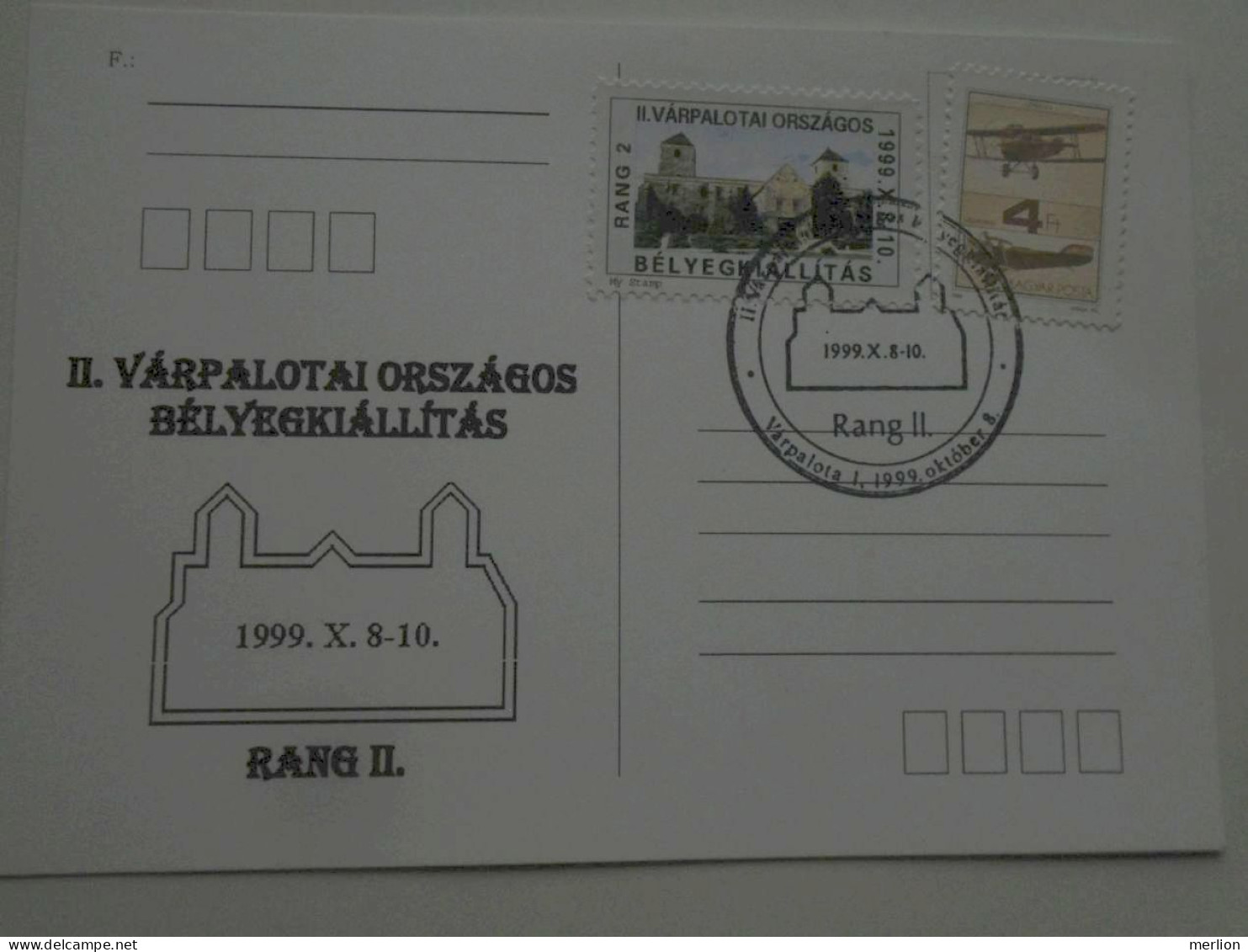 D201091    Hungary  Sopron  - Special Postmark -  Várpalota  1999   Országos Bélyegkiállítás  -Stamp Exhibition - Postmark Collection