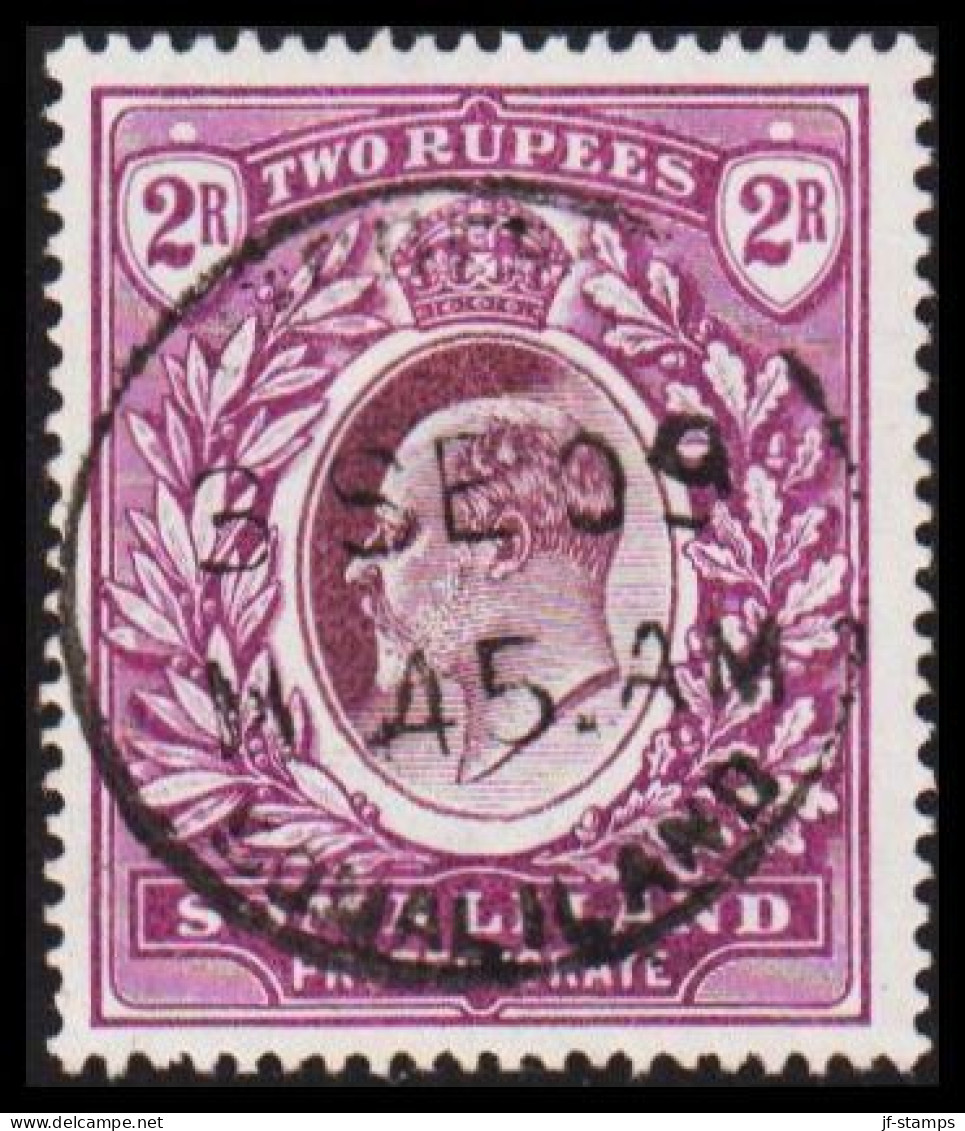 1904. SOMALILAND PROTECTORATE. Edward VII. 2 R - TWO RUPEES Fine Cancelled BERBERA 3 SE 09. (Michel 30) - JF542523 - Somaliland (Protettorato ...-1959)