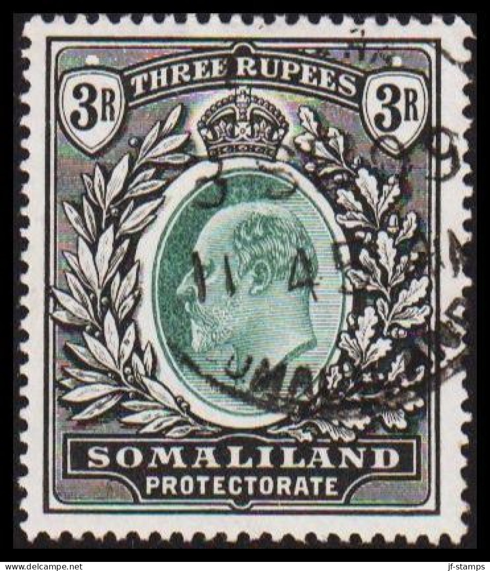 1904. SOMALILAND PROTECTORATE. Edward VII. 3 R - THREE RUPEES Fine Cancelled BERBERA 3 SE 09. (Michel 31) - JF542524 - Somaliland (Protectorat ...-1959)