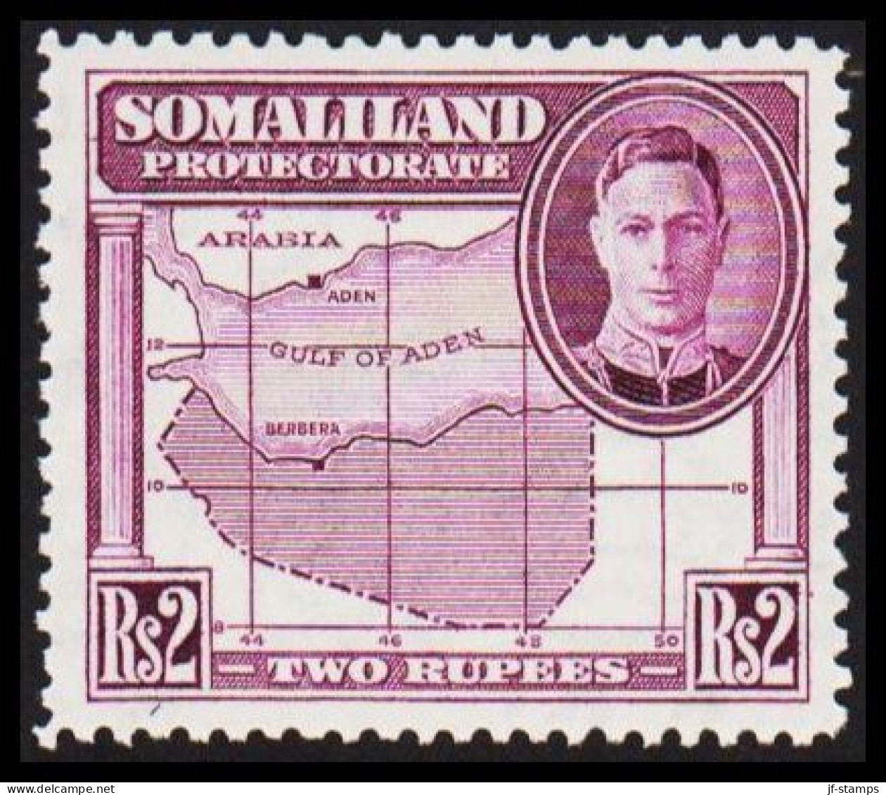 1938. SOMALILAND PROTECTORATE. Georg VI Rs 2 Country Map.  Very Lightly Hinged. (Michel 86) - JF542528 - Somaliland (Protettorato ...-1959)