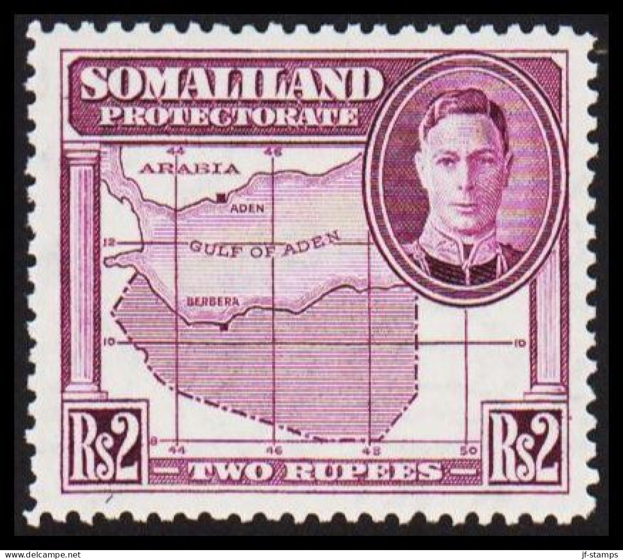 1938. SOMALILAND PROTECTORATE. Georg VI Rs 2 Country Map.  Very Lightly Hinged. (Michel 86) - JF542528 - Somalilandia (Protectorado ...-1959)