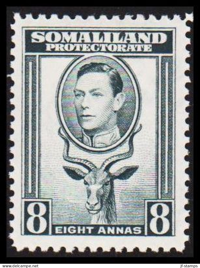 1938. SOMALILAND PROTECTORATE. Georg VI 8 ANNAS Kudu (Tragelaphus Imberbis).  Very Lightly Hin... (Michel 83) - JF542531 - Somaliland (Herrschaft ...-1959)