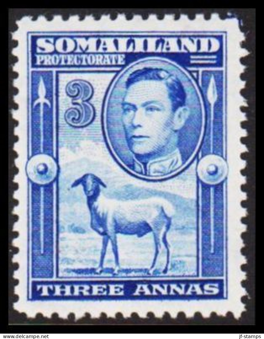 1938. SOMALILAND PROTECTORATE. Georg VI 3 ANNAS Sheep.  Very Lightly Hinged. (Michel 80) - JF542534 - Somaliland (Protettorato ...-1959)